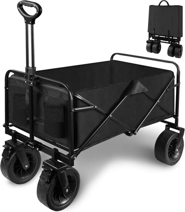heavy duty folding wagon wheels & side pockets