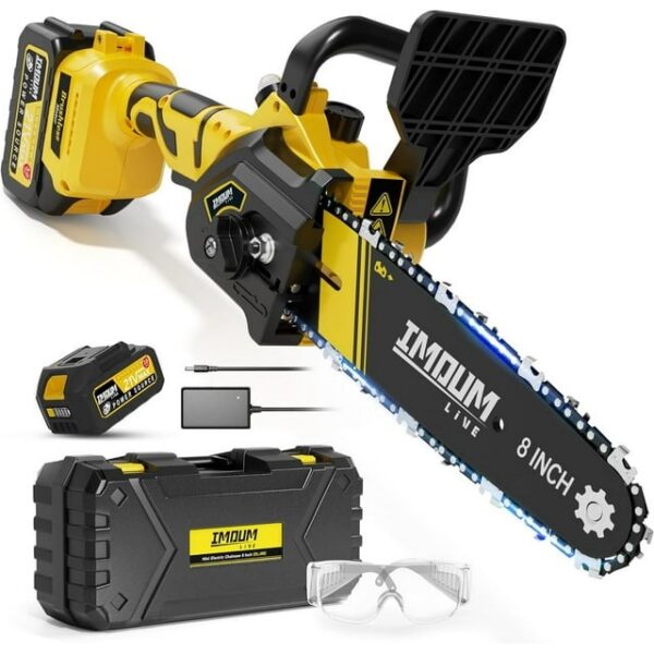 Mini Chainsaw compatible with 20V Battery, Cordless Pruning Chainsaw with Security Lock & 3.0Ah Batteries